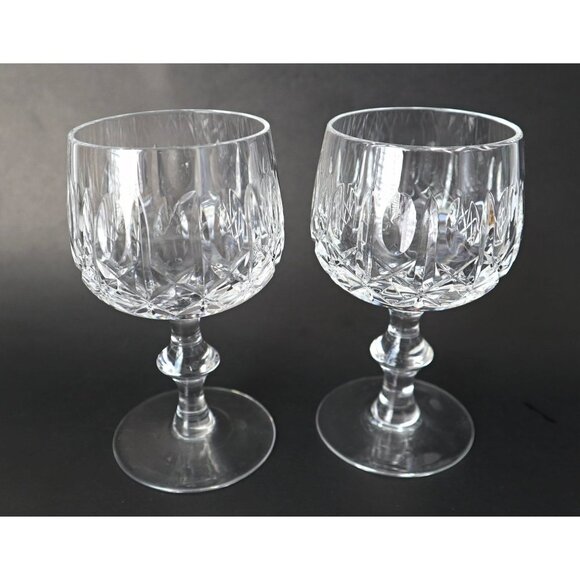 4 Cut Crystal Wine Glasses Stems Goblets Vintage Barware - Picture 2 of 6